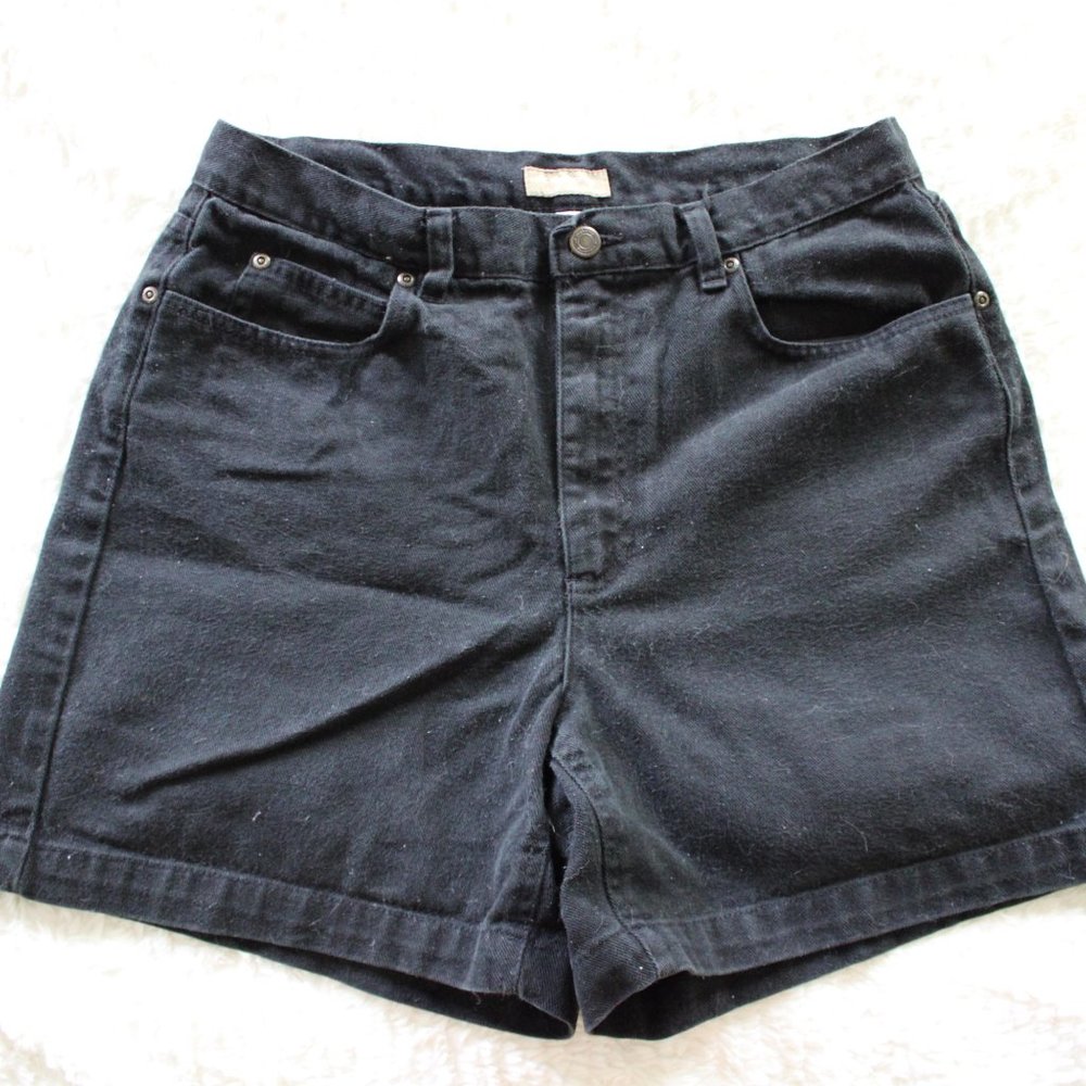 Vintage Liz Claiborne Lizwear Shorts Womens 12 Black Solid Mid Rise Classic Fit